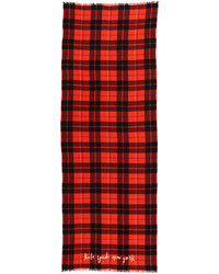 Женский красный шарф в шотландскую клетку от Kate Spade