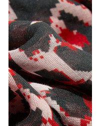 Женский красный шарф с леопардовым принтом от MCQ