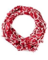 Женский красный шарф с леопардовым принтом от Stella McCartney