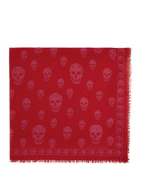 Мужской красный шарф с принтом от Alexander McQueen