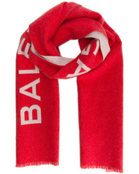Женский красный шарф с принтом от Balenciaga