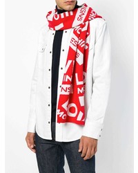 Мужской красный шарф с принтом от Love Moschino