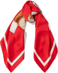 Женский красный шарф с принтом от Moschino