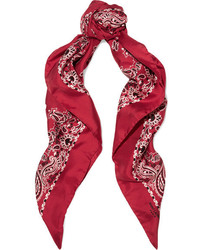 Женский красный шарф с принтом от Saint Laurent