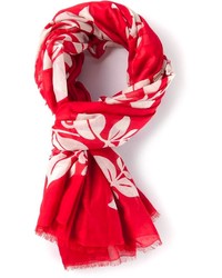 Женский красный шарф с цветочным принтом от Marc Jacobs