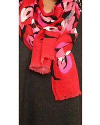 Женский красный шарф с цветочным принтом от Kate Spade