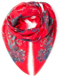 Женский красный шарф с цветочным принтом от Zadig & Voltaire