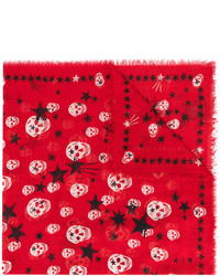 Женский красный шарф со звездами от Alexander McQueen