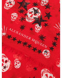 Женский красный шарф со звездами от Alexander McQueen