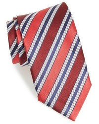 Красный шелковый галстук в горизонтальную полоску