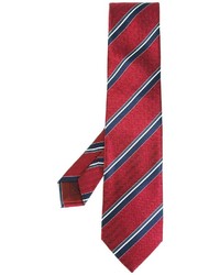 Мужской красный шелковый галстук в горизонтальную полоску от Brioni