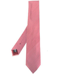 Мужской красный шелковый галстук в горизонтальную полоску от Giorgio Armani