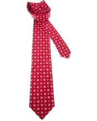 Мужской красный шелковый галстук с вышивкой от Brioni