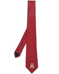 Мужской красный шелковый галстук с вышивкой от Moschino