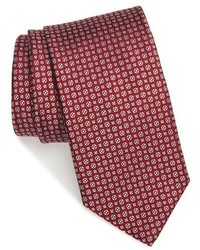 Красный шелковый галстук с геометрическим рисунком
