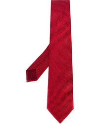 Мужской красный шелковый галстук с геометрическим рисунком от Brioni
