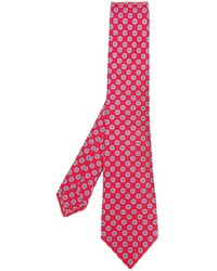 Мужской красный шелковый галстук с геометрическим рисунком от Kiton