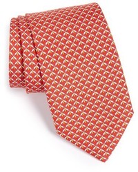 Красный шелковый галстук с принтом