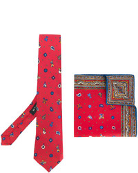 Мужской красный шелковый галстук с принтом от Etro
