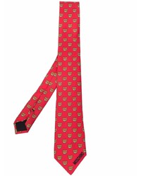 Мужской красный шелковый галстук с принтом от Moschino
