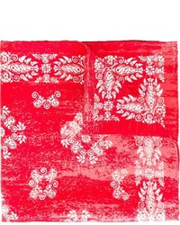 Красный шелковый нагрудный платок с цветочным принтом от Kiton