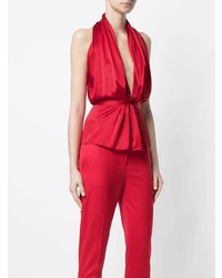 Красный шелковый топ без рукавов от Styland