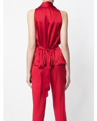 Красный шелковый топ без рукавов от Styland