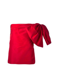 Красный шелковый топ с открытыми плечами от Bambah