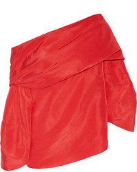 Красный шелковый топ с открытыми плечами от Rosie Assoulin