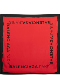 Женский красный шелковый шарф с принтом от Balenciaga
