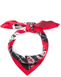 Женский красный шелковый шарф с принтом от Hermes