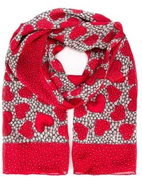 Женский красный шелковый шарф с принтом от Valentino