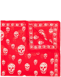 Женский красный шелковый шарф от Alexander McQueen