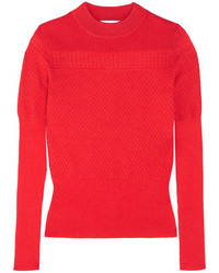 Женский красный шерстяной вязаный свитер от Carven