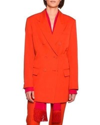 Красный шерстяной двубортный пиджак