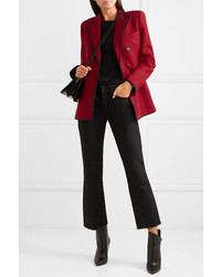 Женский красный шерстяной двубортный пиджак от Saint Laurent