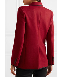 Женский красный шерстяной двубортный пиджак от Saint Laurent