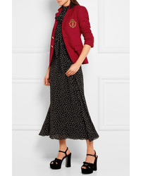 Женский красный шерстяной пиджак с вышивкой от Saint Laurent