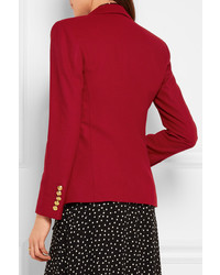 Женский красный шерстяной пиджак с вышивкой от Saint Laurent