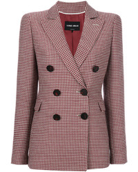 Женский красный шерстяной пиджак с узором "гусиные лапки" от Giorgio Armani