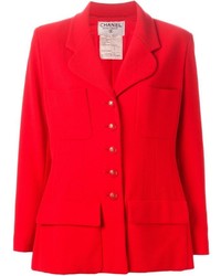 Женский красный шерстяной пиджак от Chanel
