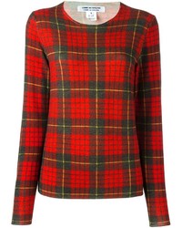 Женский красный шерстяной свитер в шотландскую клетку от Comme des Garcons