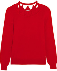 Женский красный шерстяной свитер с геометрическим рисунком от Altuzarra