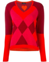 Женский красный шерстяной свитер с геометрическим рисунком от Twin-Set