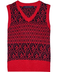 Женский красный шерстяной свитер с жаккардовым узором от Marc Jacobs