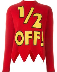 Женский красный шерстяной свитер с принтом от Moschino