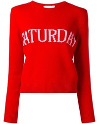 Женский красный шерстяной свитер от Alberta Ferretti