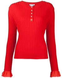 Женский красный шерстяной свитер от Oscar de la Renta