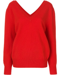 Женский красный шерстяной свитер от Victoria Beckham