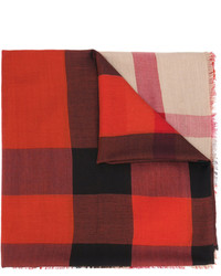 Мужской красный шерстяной шарф с принтом от Burberry